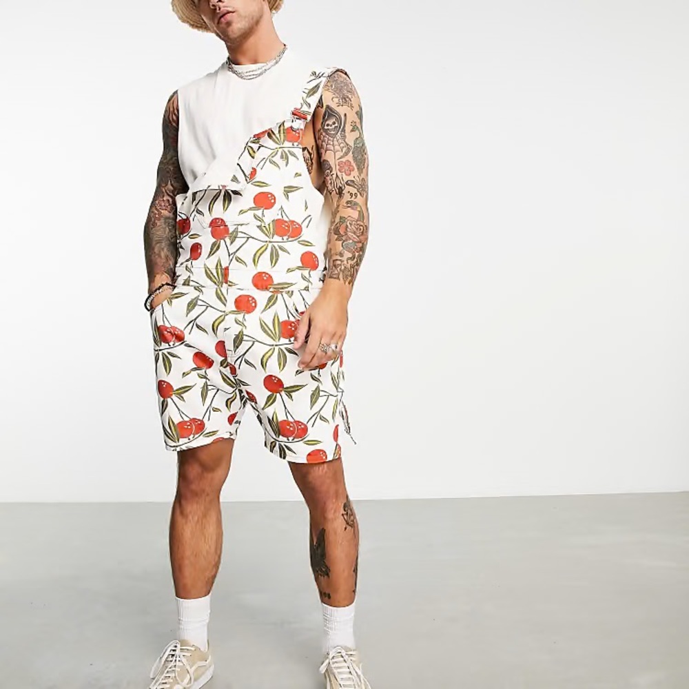 ASOS DESIGN short overalls with orange fruit print
